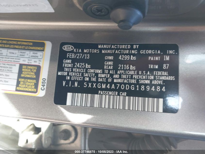 2013 KIA OPTIMA LX - 5XXGM4A70DG189484