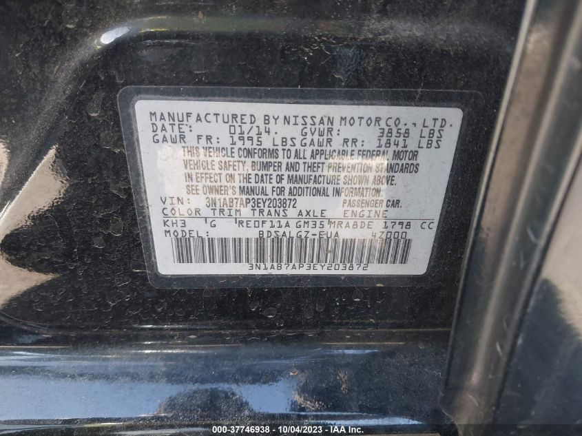 2014 NISSAN SENTRA SL - 3N1AB7AP3EY203872