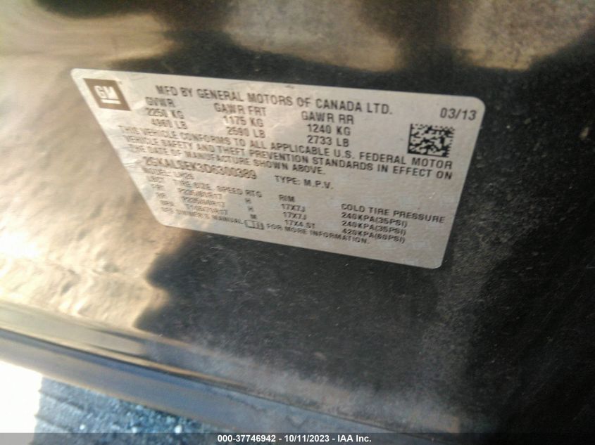 2013 GMC TERRAIN SLE - 2GKALSEK3D6300389