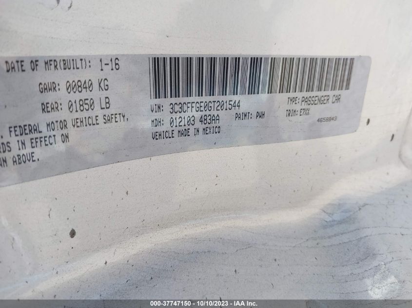 2016 FIAT 500E 3C3CFFGE0GT201544