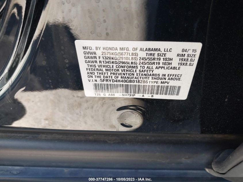 2016 ACURA MDX W/TECH/W/TECH - 5FRYD4H40GB018286