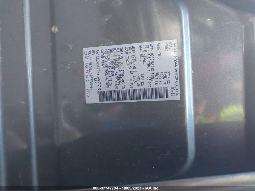 2015 NISSAN PATHFINDER S/SV/PLATINUM/SL - 5N1AR2MN4FC654773
