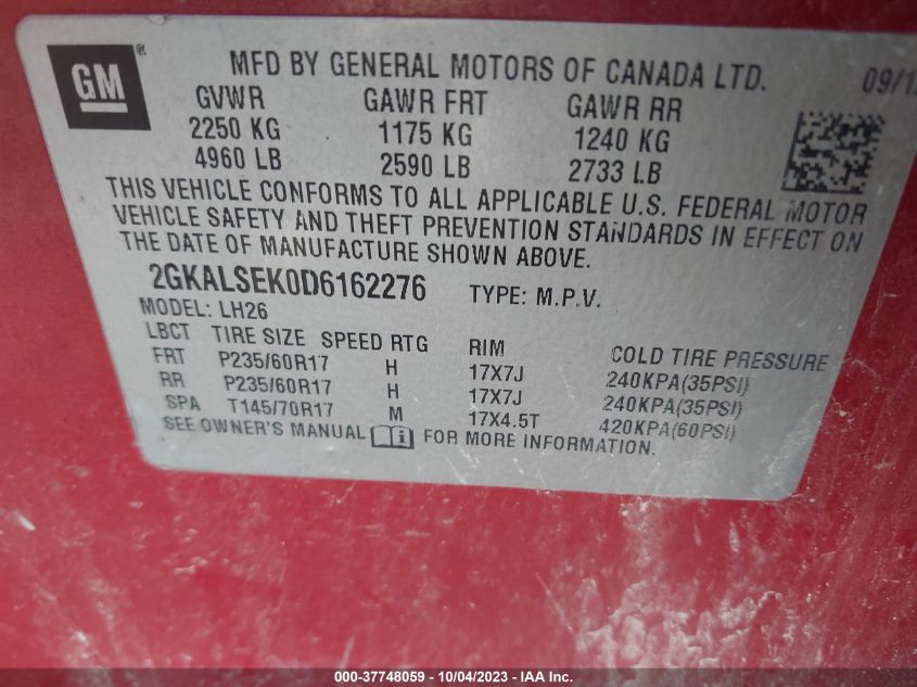 2013 GMC TERRAIN SLE - 2GKALSEK0D6162276