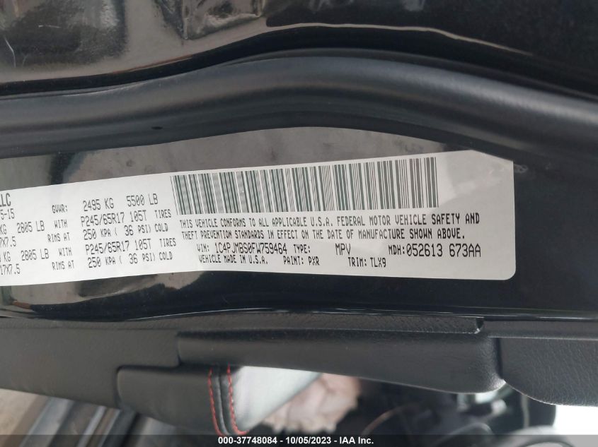 2015 JEEP CHEROKEE TRAILHAWK - 1C4PJMBS0FW759464