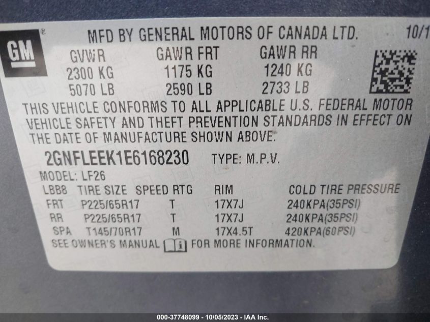 2014 CHEVROLET EQUINOX LS - 2GNFLEEK1E6168230