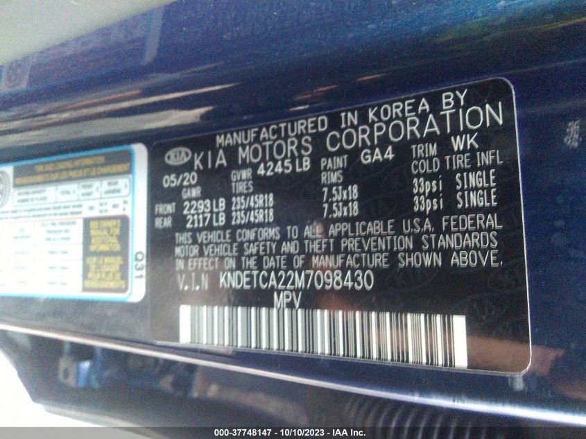 2021 KIA SELTOS SX - KNDETCA22M7098430