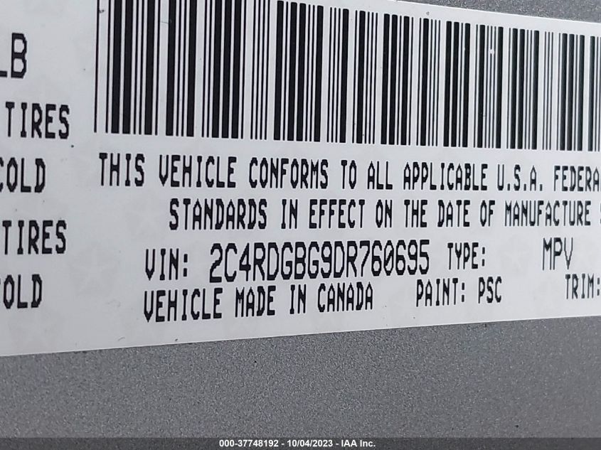 2013 DODGE GRAND CARAVAN SE - 2C4RDGBG9DR760695