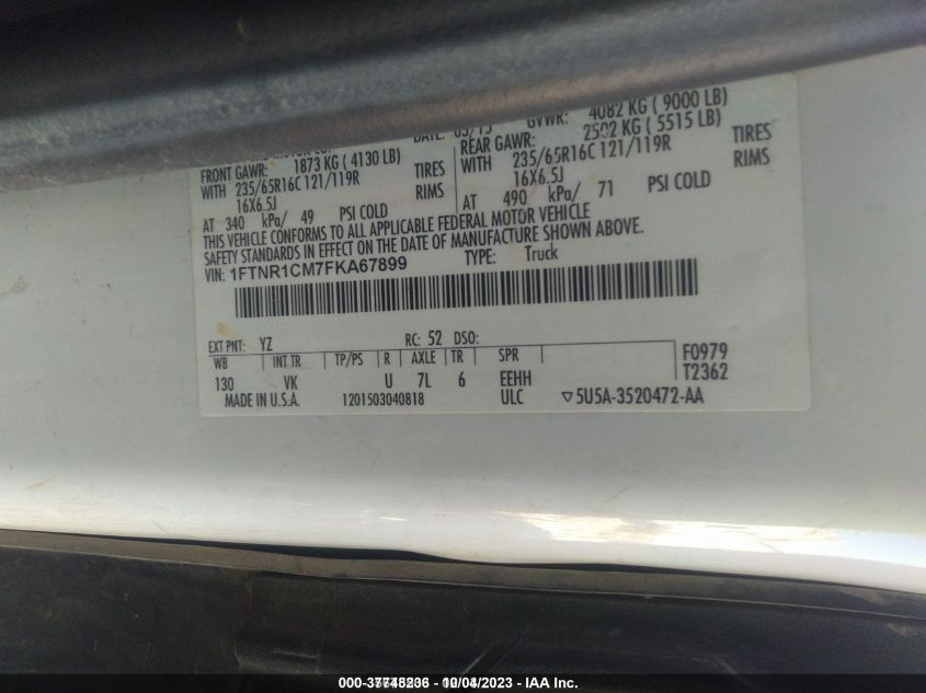 2015 FORD TRANSIT-250 - 1FTNR1CM7FKA67899
