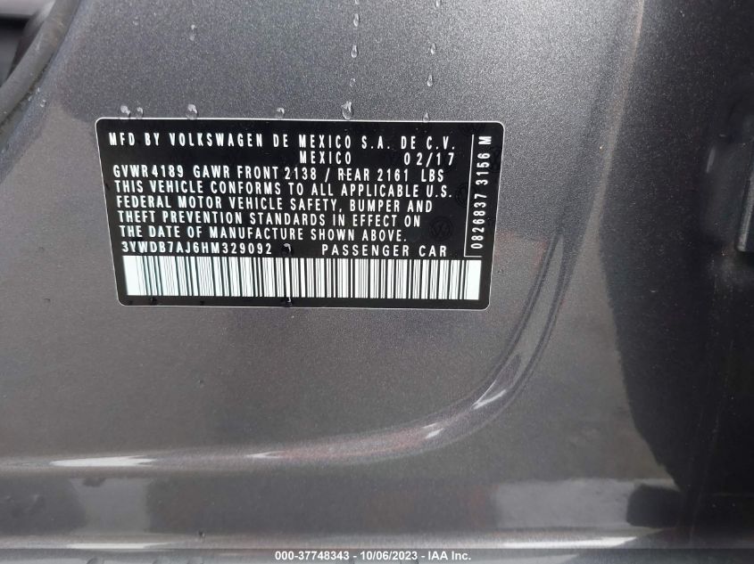 2017 VOLKSWAGEN JETTA 1.4T SE - 3VWDB7AJ6HM329092