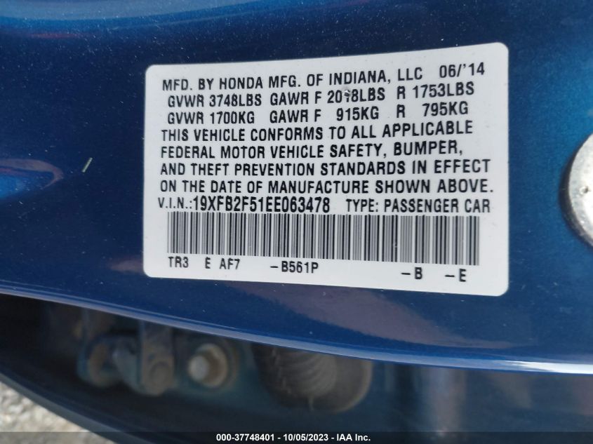 2014 HONDA CIVIC SEDAN LX - 19XFB2F51EE063478