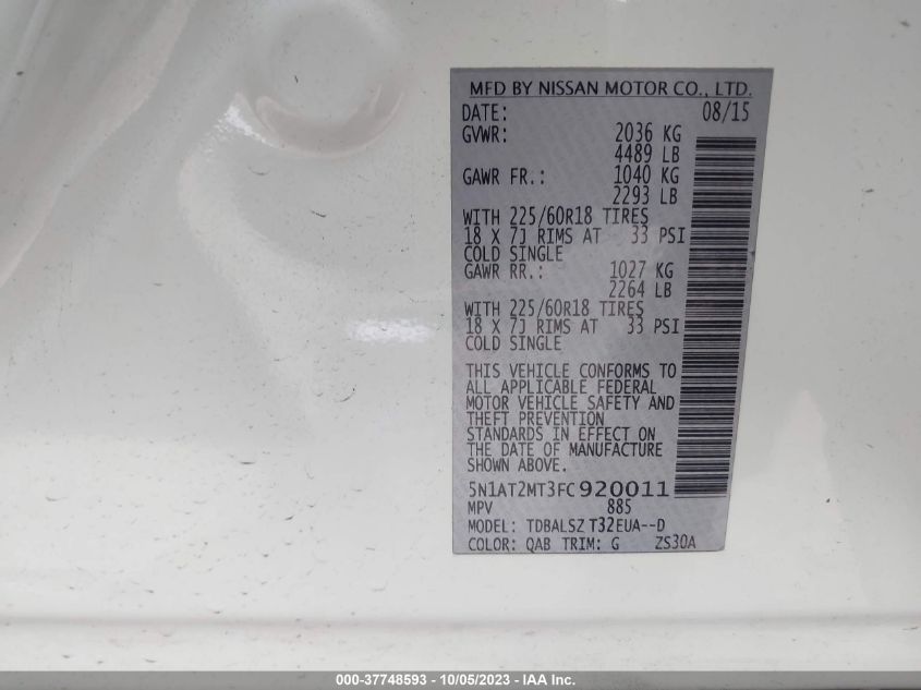 2015 NISSAN ROGUE SL - 5N1AT2MT3FC920011