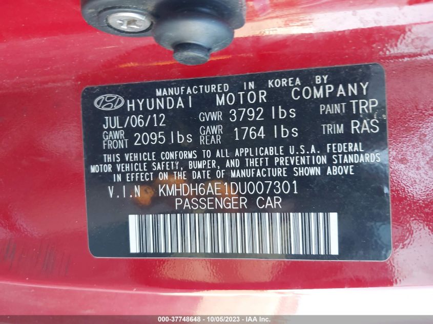 2013 HYUNDAI ELANTRA COUPE GS KMHDH6AE1DU007301