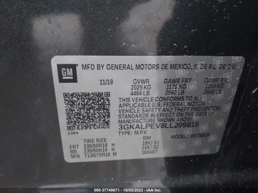 VIN 3GKALPEV8LL209815 2020 GMC TERRAIN SLT