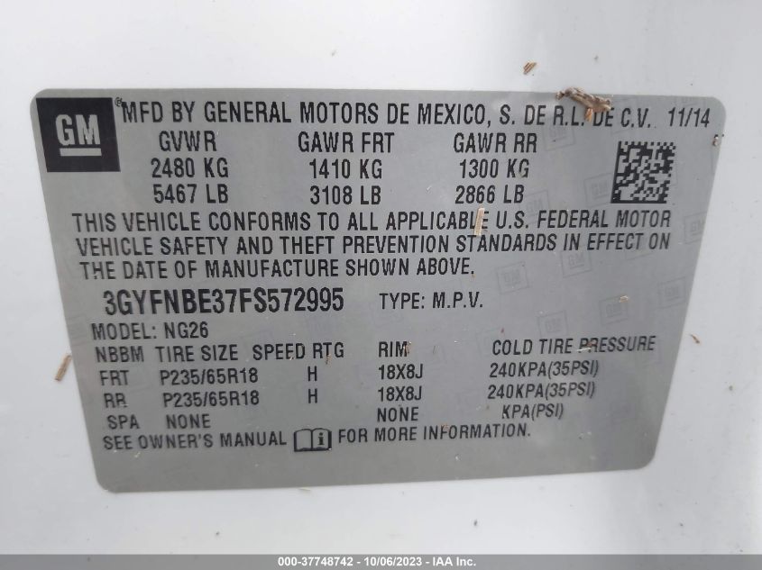 2015 CADILLAC SRX LUXURY COLLECTION - 3GYFNBE37FS572995