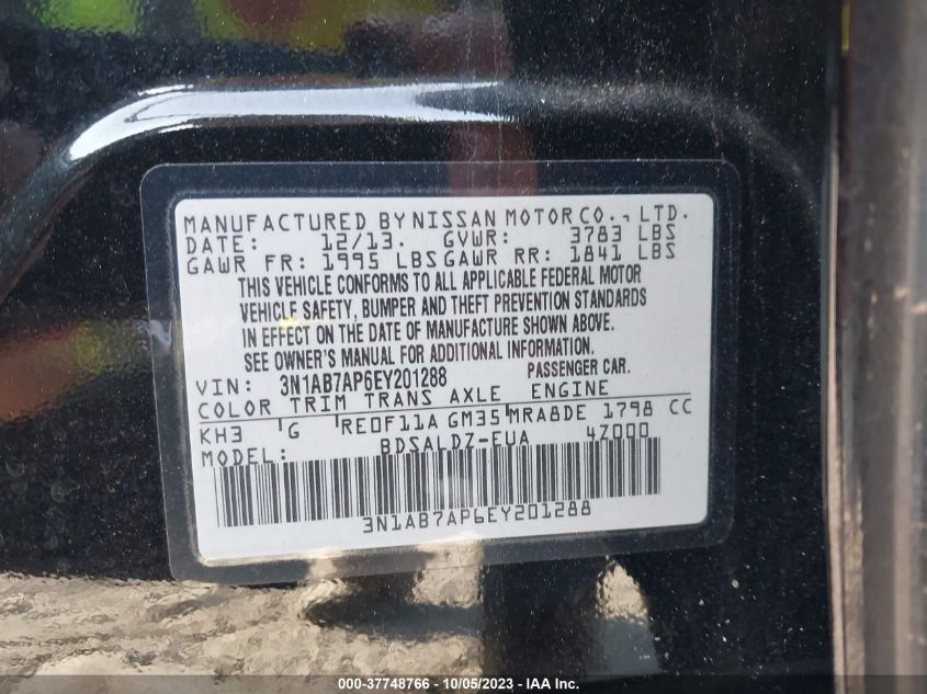 2014 NISSAN SENTRA SV - 3N1AB7AP6EY201288