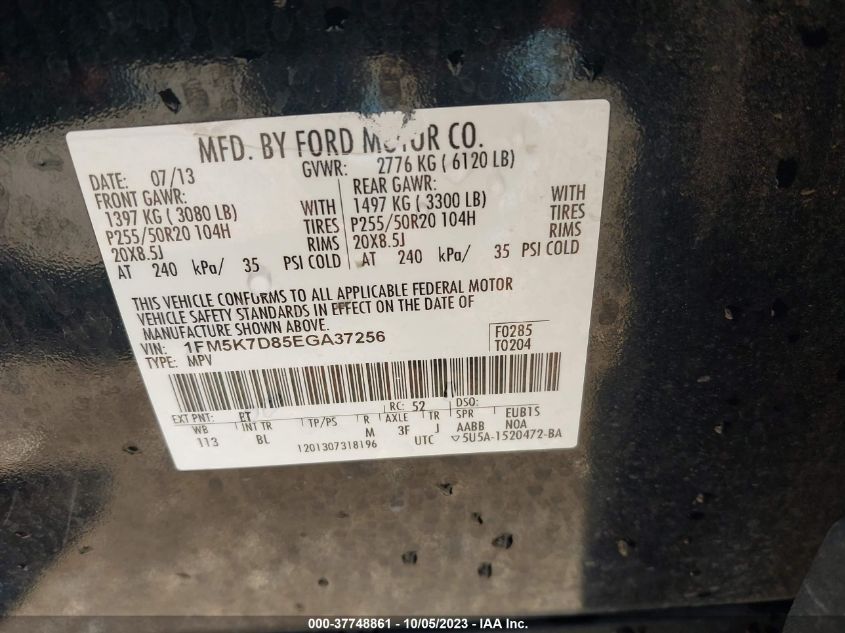 2014 FORD EXPLORER XLT - 1FM5K7D85EGA37256