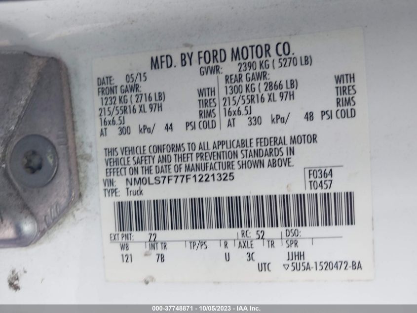 2015 FORD TRANSIT CONNECT XLT - NM0LS7F77F1221325