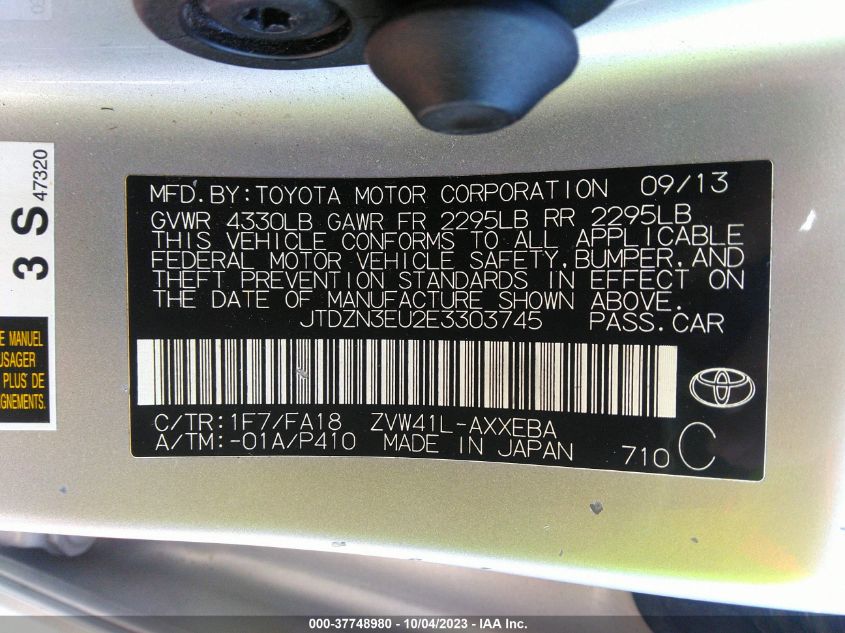 2014 TOYOTA PRIUS V TWO/THREE/FIVE - JTDZN3EU2E3303745