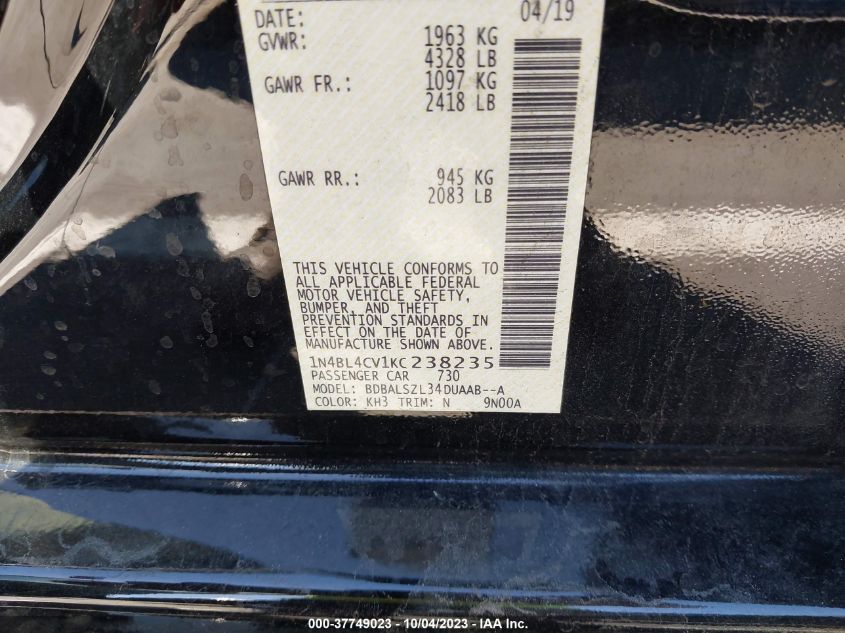 2019 NISSAN ALTIMA 2.5 SR - 1N4BL4CV1KC238235