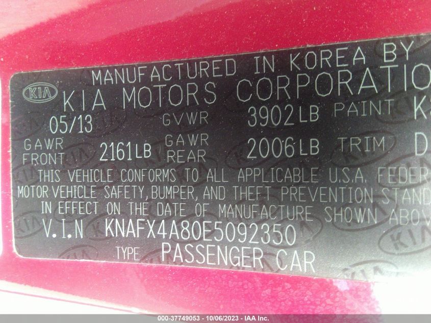2014 KIA FORTE EX - KNAFX4A80E5092350
