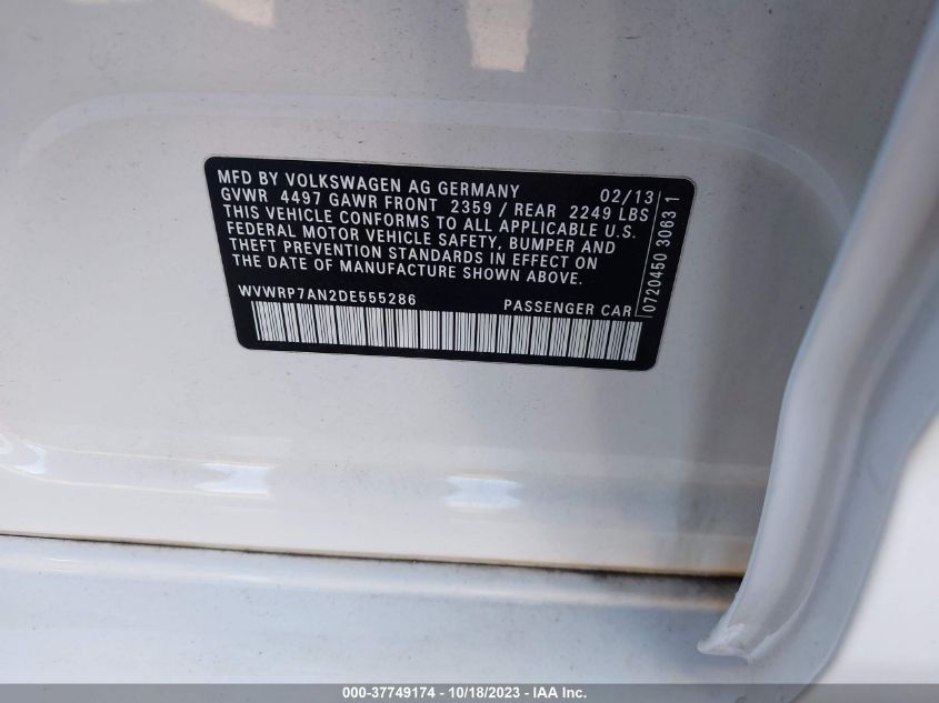 2013 VOLKSWAGEN CC LUX - WVWRP7AN2DE555286