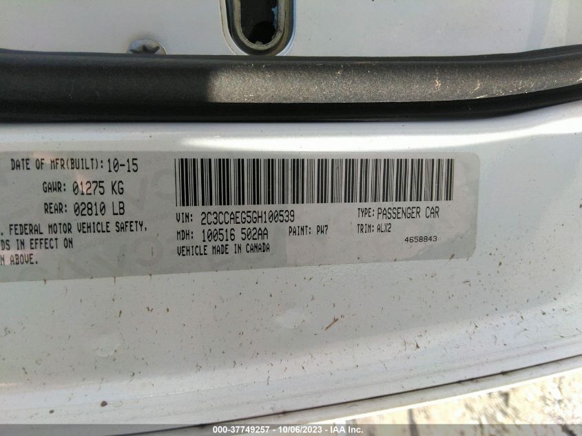 2016 CHRYSLER 300 300C - 2C3CCAEG5GH100539