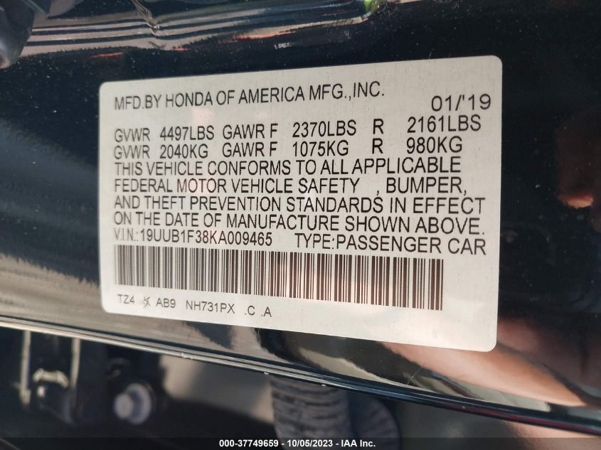 19UUB1F38KA009465 Acura TLX   9