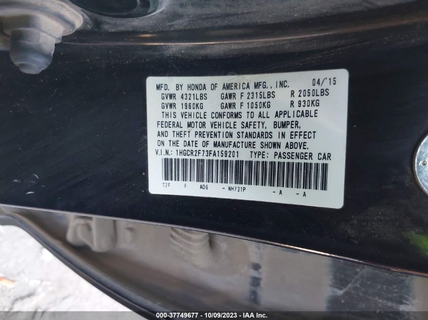2015 HONDA ACCORD SEDAN EX - 1HGCR2F73FA159201