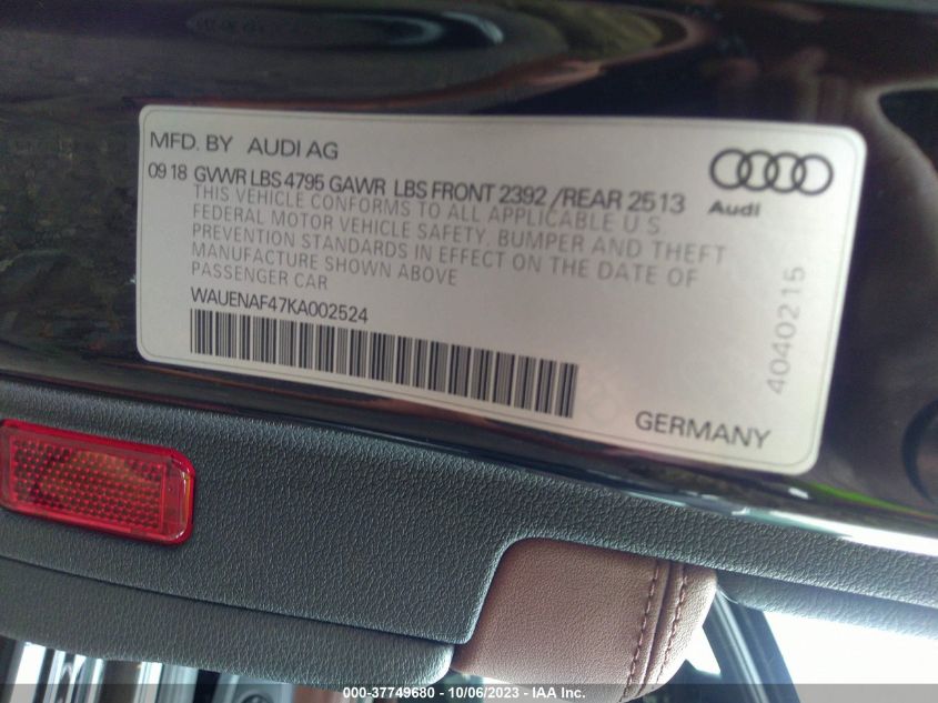 WAUENAF47KA002524 Audi A4 PREMIUM PLUS 9