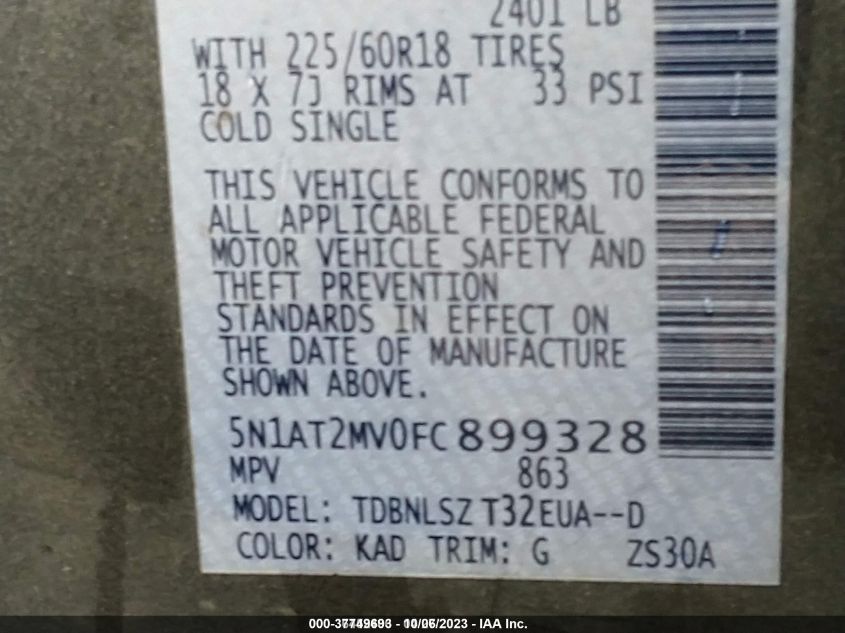 2015 NISSAN ROGUE SL - 5N1AT2MV0FC899328
