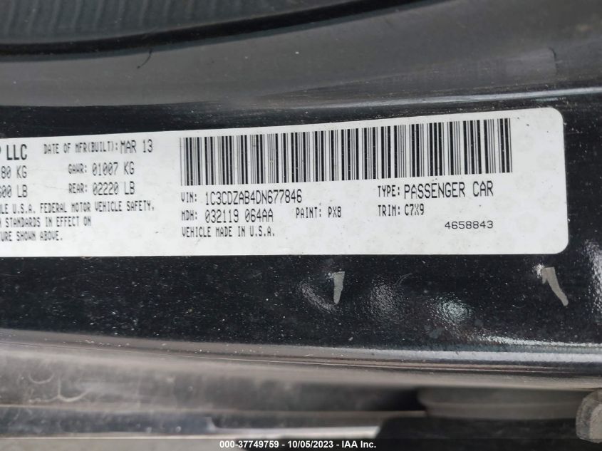 2013 DODGE AVENGER SE - 1C3CDZAB4DN677846