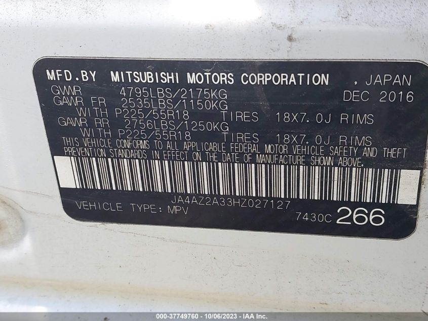 2017 MITSUBISHI OUTLANDER ES - JA4AZ2A33HZ027127