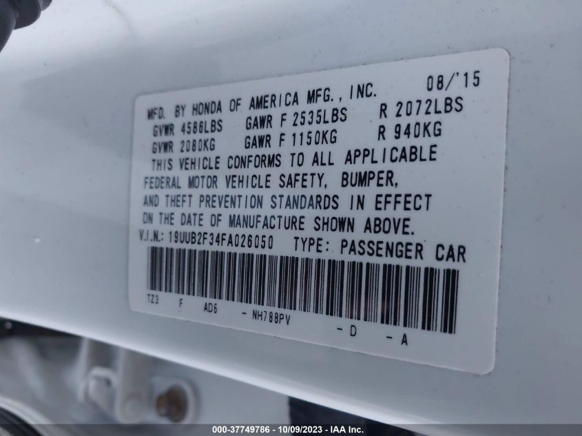 2015 ACURA TLX V6 - 19UUB2F34FA026050