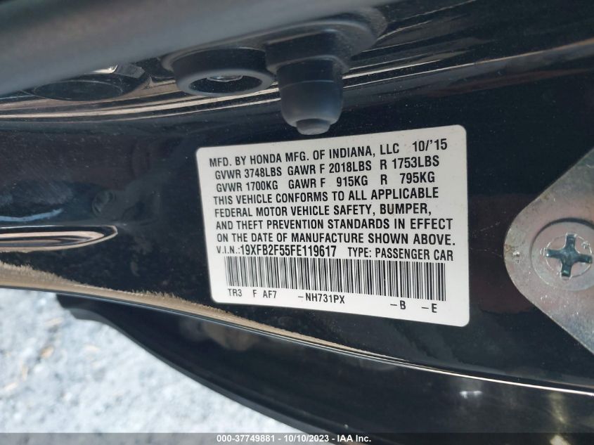 2015 HONDA CIVIC LX - 19XFB2F55FE119617