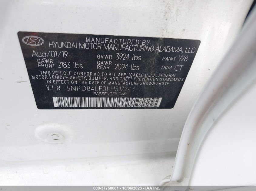 2020 HYUNDAI ELANTRA SEL - 5NPD84LF0LH517243
