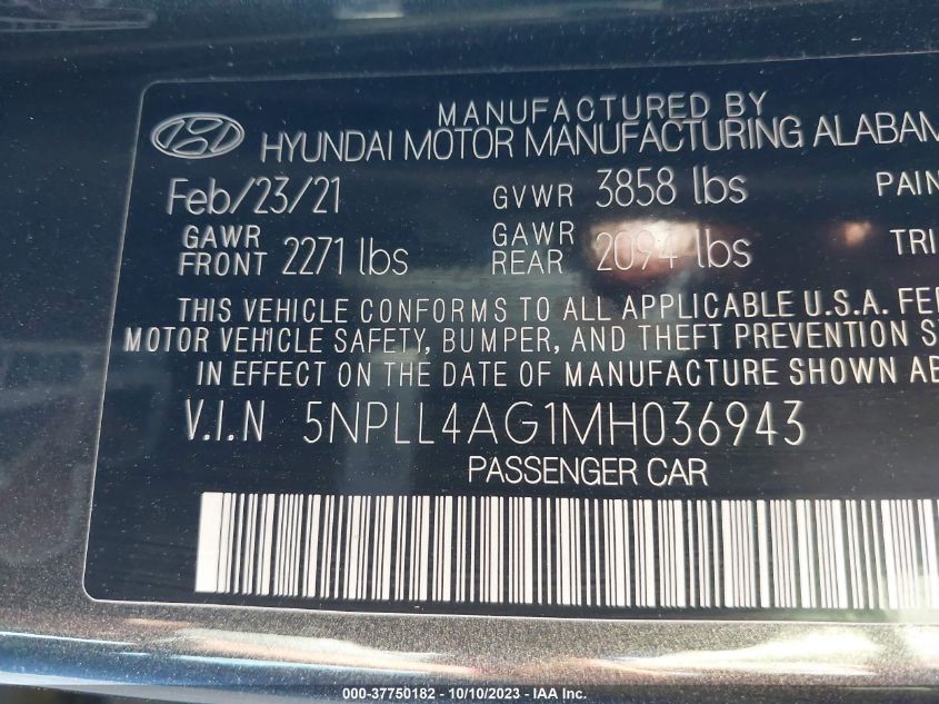 2021 HYUNDAI ELANTRA SE - 5NPLL4AG1MH036943