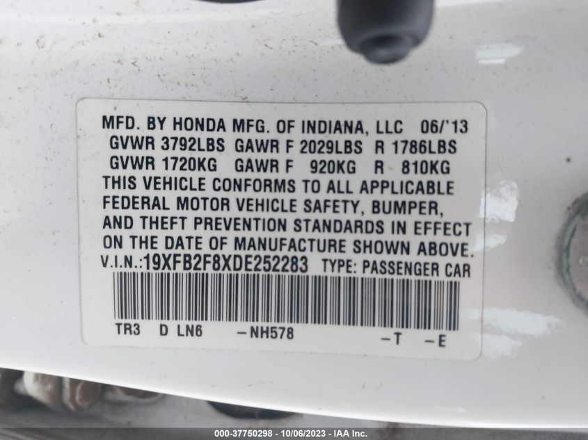 2013 HONDA CIVIC SDN EX - 19XFB2F8XDE252283