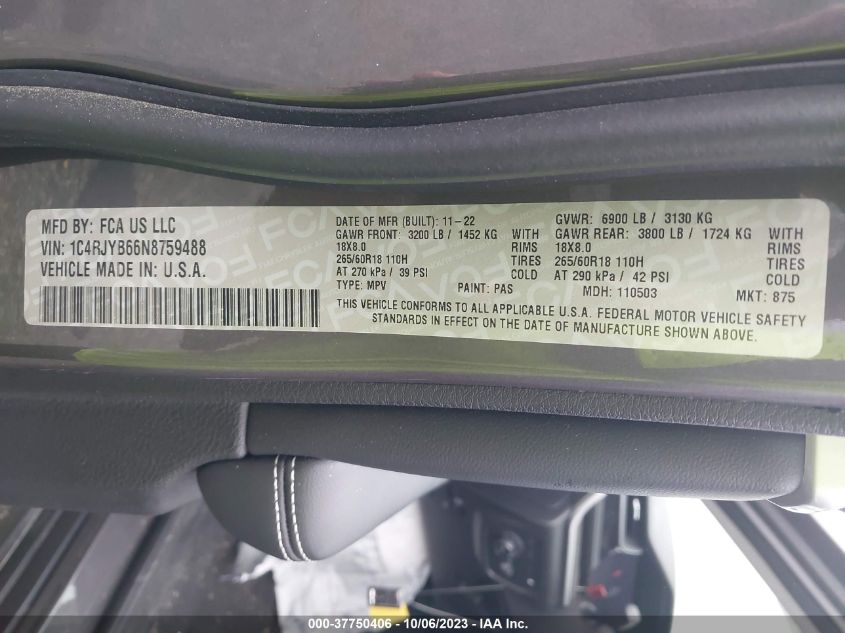 2022 JEEP GRAND CHEROKEE 4XE LIMITED 4X4 1C4RJYB66N8759488