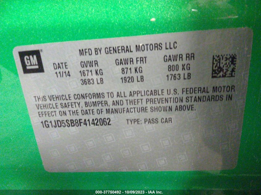 2015 CHEVROLET SONIC LT - 1G1JD5SB8F4142062