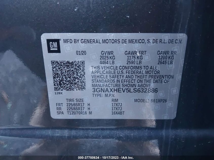 2020 CHEVROLET EQUINOX LS - 3GNAXHEV5LS632886