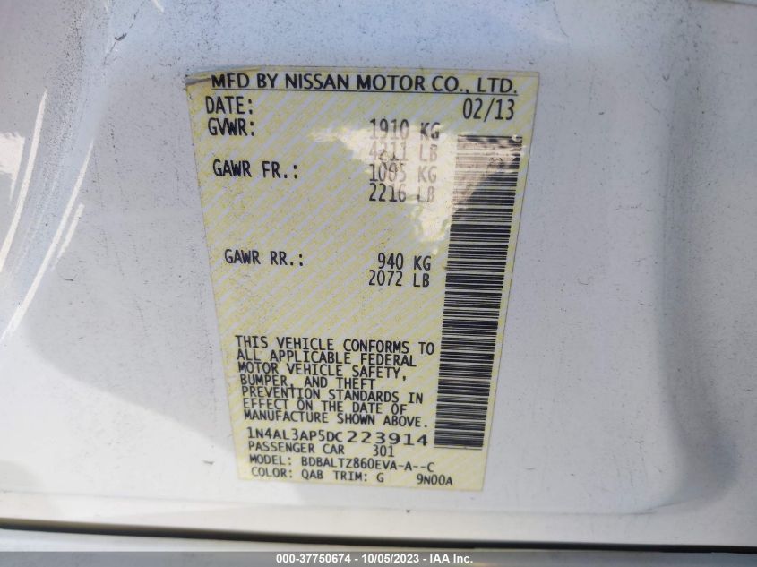 2013 NISSAN ALTIMA 2.5 SV - 1N4AL3AP5DC223914