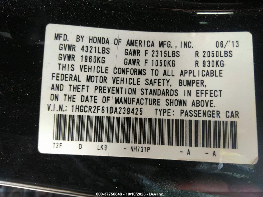 2013 HONDA ACCORD EX-L - 1HGCR2F81DA239425