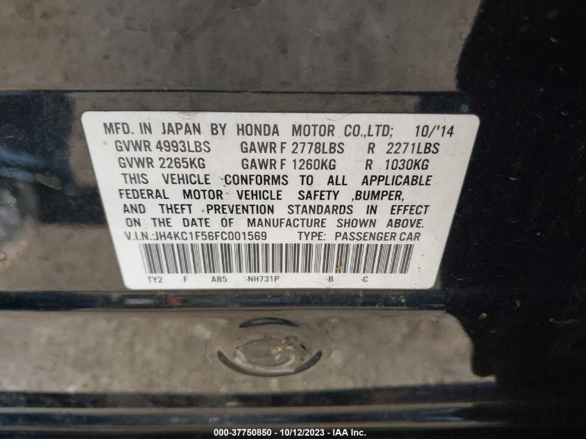 2015 ACURA RLX TECH PKG - JH4KC1F56FC001569