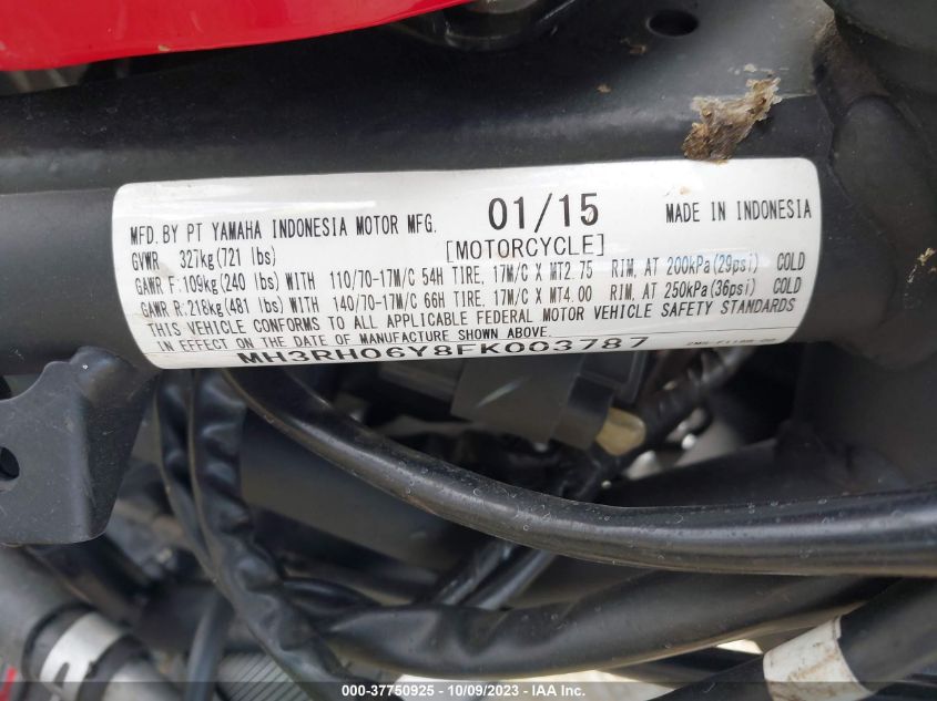 2015 YAMAHA YZFR3 MH3RH06Y8FK003787