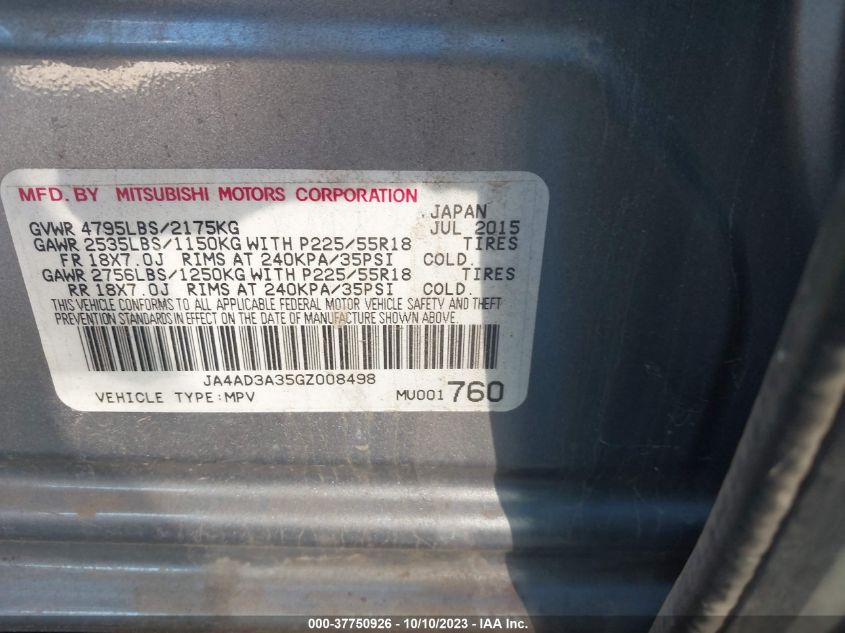 2016 MITSUBISHI OUTLANDER SE/SEL - JA4AD3A35GZ008498
