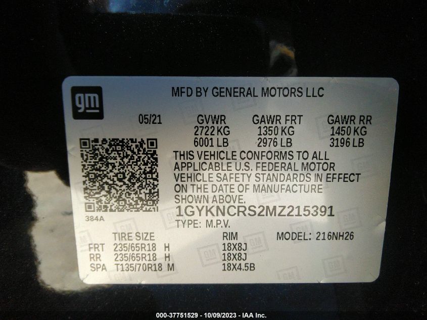 2021 CADILLAC XT5 FWD PREMIUM LUXURY - 1GYKNCRS2MZ215391