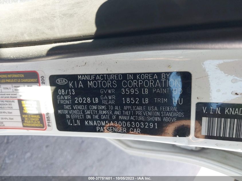 2013 KIA RIO LX - KNADM5A30D6303291