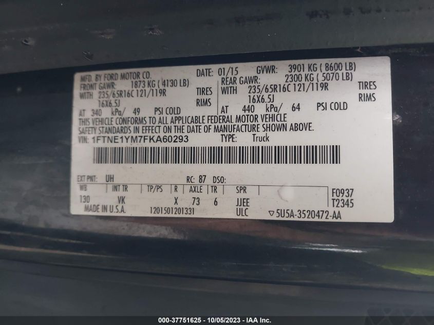 2015 FORD TRANSIT-150 - 1FTNE1YM7FKA60293