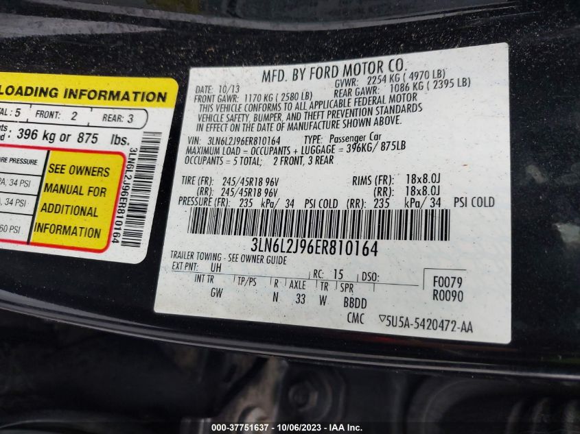 2014 LINCOLN MKZ - 3LN6L2J96ER810164