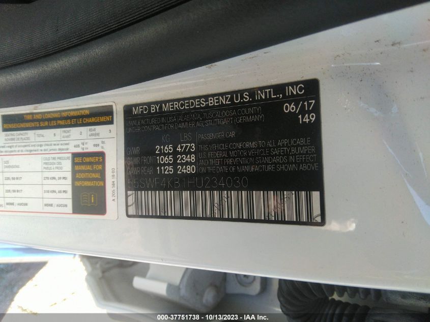 2017 MERCEDES-BENZ C-CLASS C 300 - 55SWF4KB1HU234030